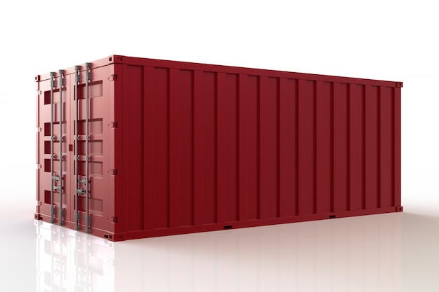 3d übertragen Frachtcontainerschiff, Import und Export, auf weißem Hintergrund