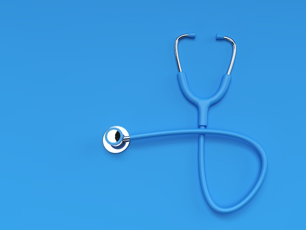 3d übertragen realistisches medizinisches Stethoskop auf farbigem Hintergrund.