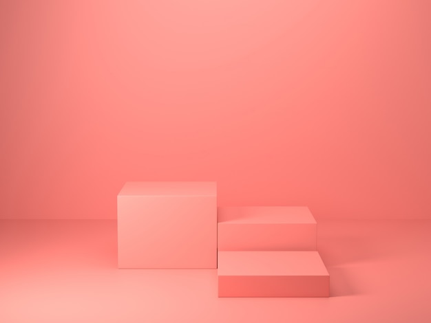 3d übertragen von der abstrakten rosa Farbgeometrischen Form, vom modernen unbedeutenden Modell für Podiumanzeige oder vom Schaukasten