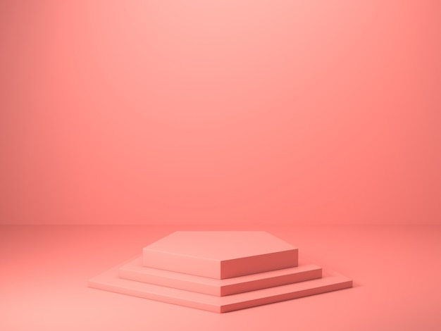 3d übertragen von der abstrakten rosa Farbgeometrischen Form, vom modernen unbedeutenden Modell für Podiumanzeige oder vom Schaukasten