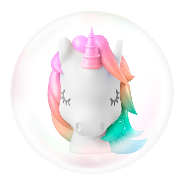 3D unicornio pegatina png inicio de negocio burbuja fondo transparente