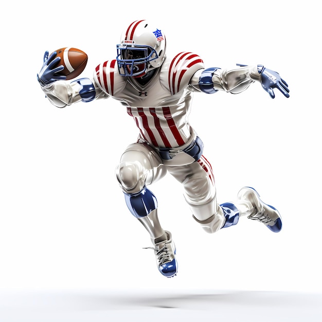 3D-USA-Fußballspieler springen weißer Hintergrund