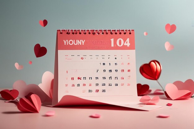 Foto 3d vector día de san valentín calendario de papel notas recordatorio 14 de febrero día de san valentine concepto eps 10 vector