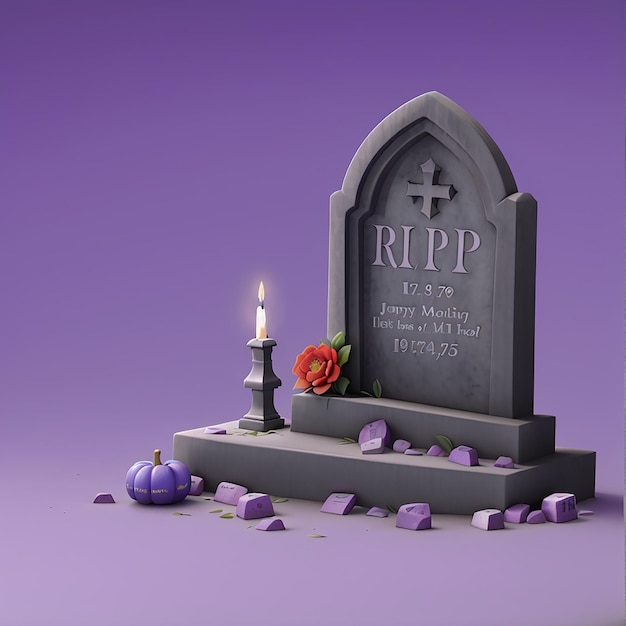 Foto 3d vector gravestone con inscripción rip concepto de vacaciones de halloween