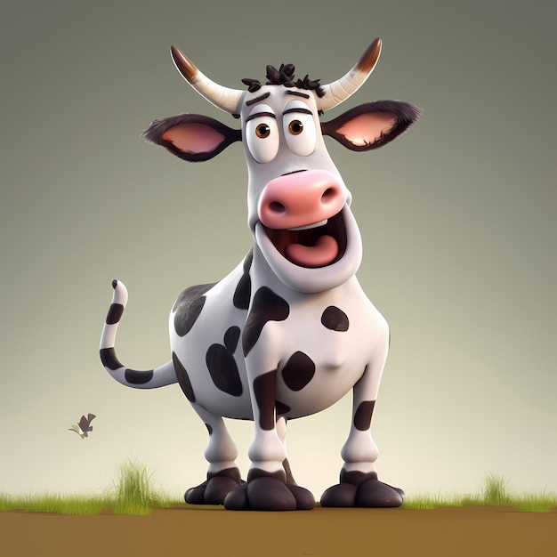 3D-Vektor niedliche Kuh Vektor-Symbol Illustration Tier Natur-Symbol isoliert flach