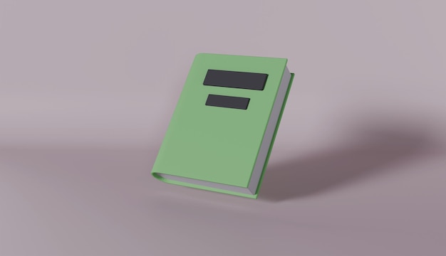 3D-Vektor-Symbol des grünen Buches auf rosa Hintergrund