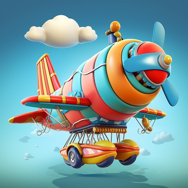 3D-Vektorillustration des Ballonflugzeugs