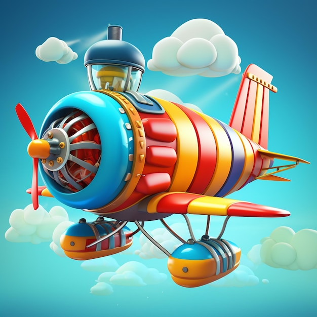 3D-Vektorillustration des Ballonflugzeugs