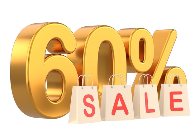 3D venta del sesenta por ciento 60 venta Decoración de banner de venta