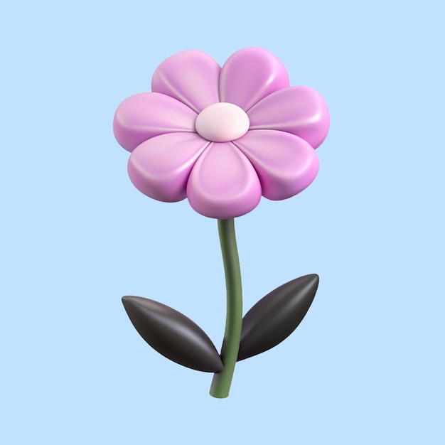 3d-violette Blume ohne Stiel