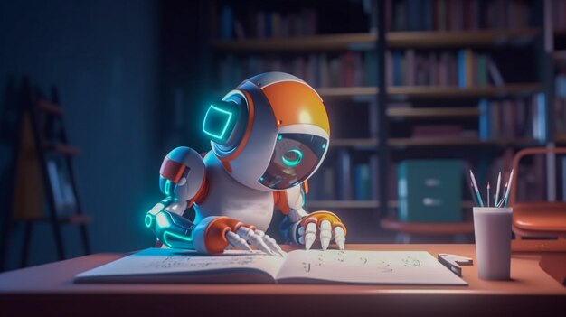 3D Virtual Assistant AI Chatbot trabajando para el crecimiento empresarial creativo