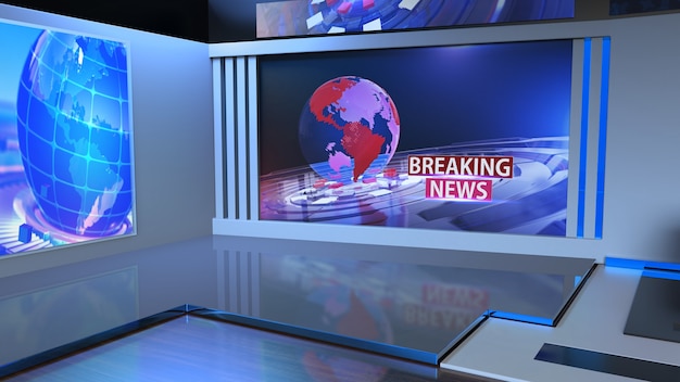 3D Virtual News Studio Background ilustração 3D