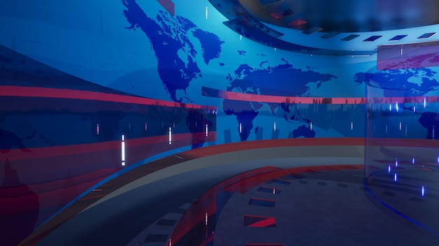 3D Virtual News Studio Background renderização em 3d