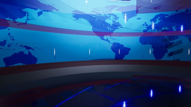 3D Virtual News Studio Background renderização em 3d