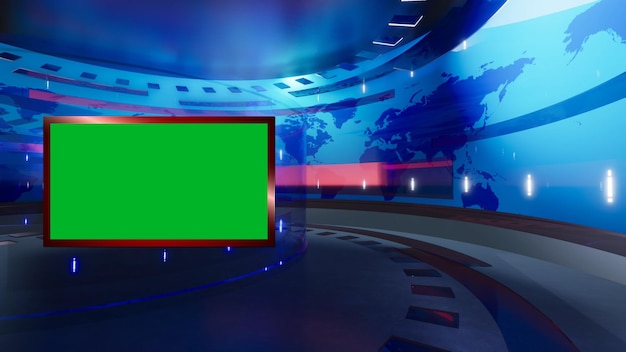 3D Virtual News Studio Green Screen Hintergrund 3D-Rendering