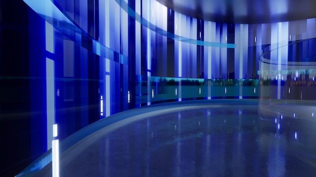 3D Virtual News Studio Hintergrund 3D-Rendering