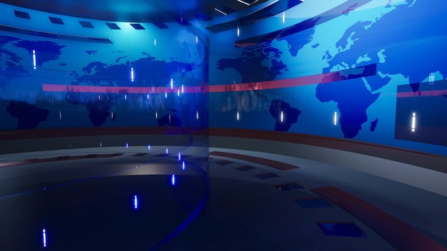 3D Virtual News Studio Hintergrund 3D-Rendering