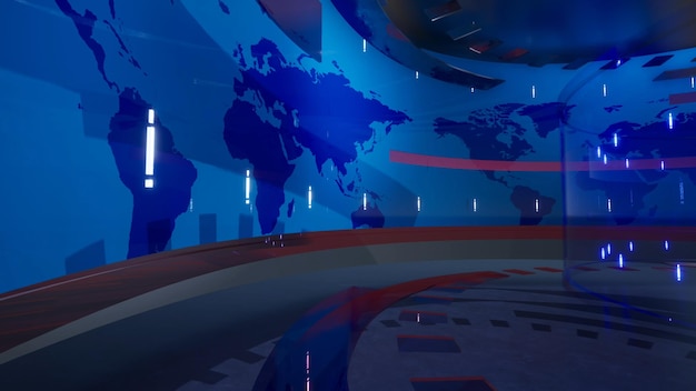 3D Virtual News Studio Hintergrund 3D-Rendering