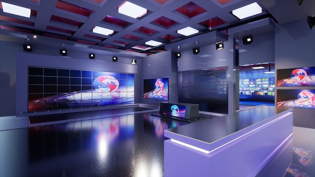 3D Virtual TV Studio Nachrichten, 3D-Illustration