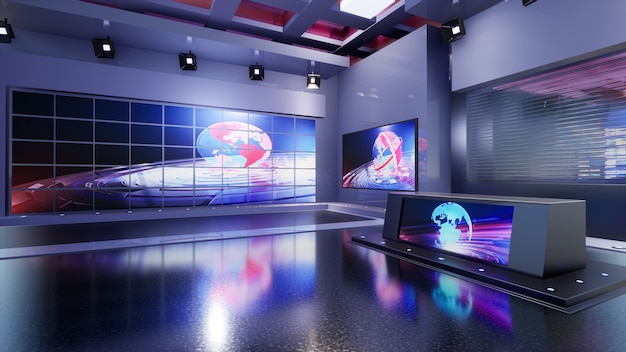 3D Virtual TV Studio Nachrichten, 3D-Illustration