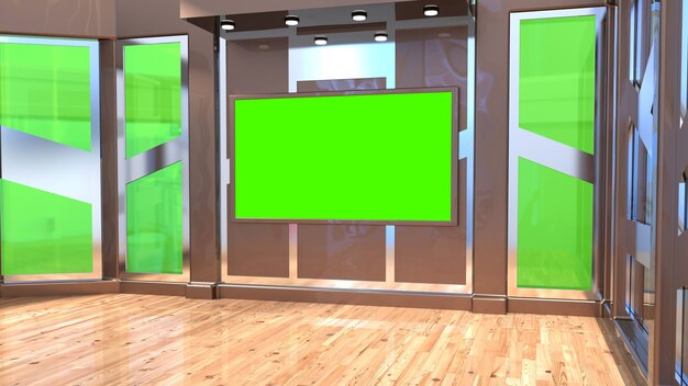 3D Virtual TV Studio Nachrichten, 3D-Illustration