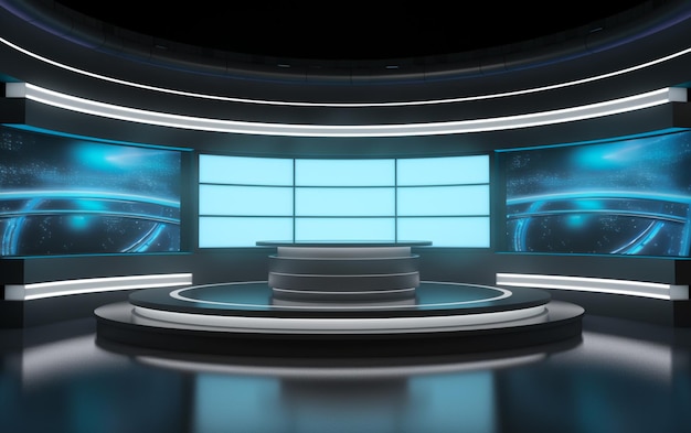 3D Virtual TV Studio News-Hintergrund für TV-Sendungen TV an der Wand3D Virtual News Studio-Hintergrund3d il