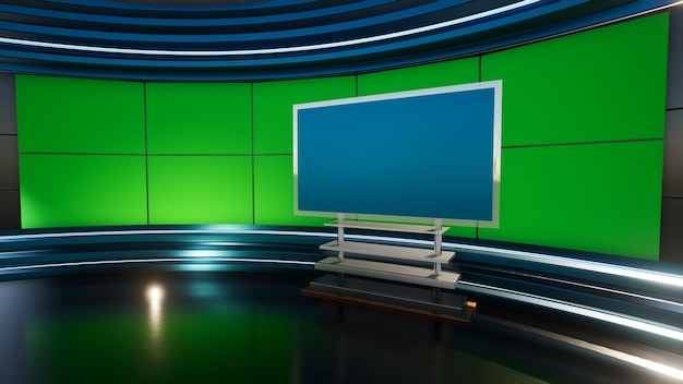 3D Virtual TV Studio News mit Greenscreen 3D Rendering