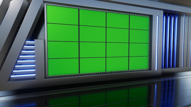 3D Virtual TV Studio News mit Greenscreen 3D Rendering