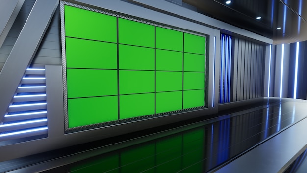 3D Virtual TV Studio News mit Greenscreen 3D Rendering