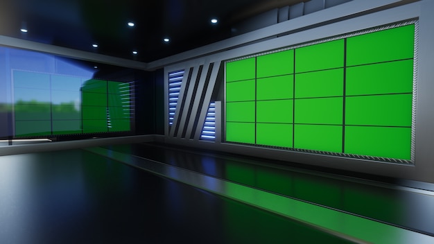 3D Virtual TV Studio News mit Greenscreen 3D Rendering