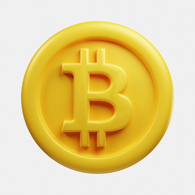 Foto 3d-vorderansicht, die kryptowährung gold-bitcoin-cartoon-stil rendert