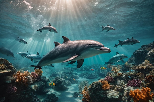 3D-Wallpapier Korallenriff tropische farbenfrohe Fische im Aquarium