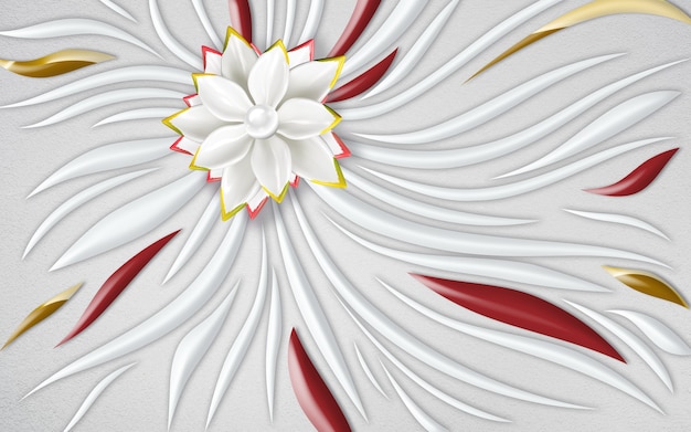 3D Wandbild Tapetendekoration. Abstrakte Fraktale fantastische goldene Blume