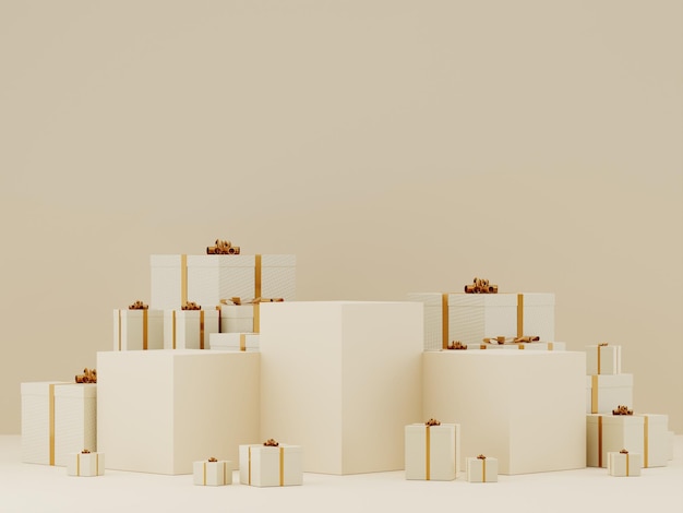 3D-Weihnachten und frohes neues Jahr für Showprodukt Social Media Post Banner Vorlage Pastellhintergrund