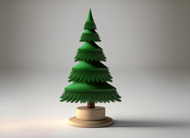 3D-Weihnachtsbaum auf weißem Hintergrund Weihnachtskonzept