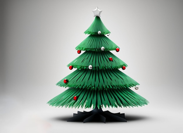 3D-Weihnachtsbaum auf weißem Hintergrund Weihnachtskonzept