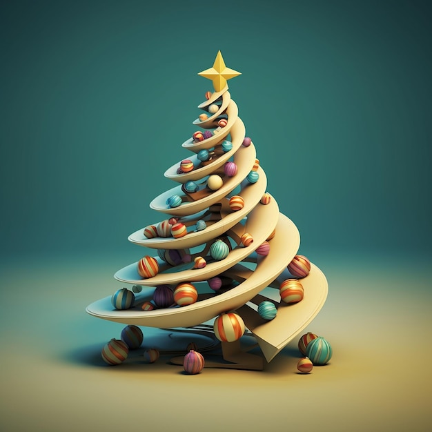 3D-Weihnachtsbaum mit Dekoration