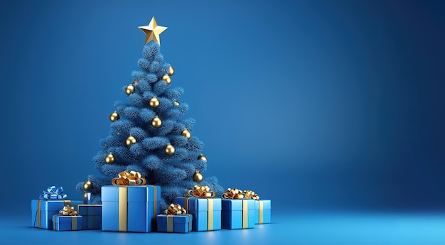 3D-Weihnachtsbaum mit Geschenken mit Kopierplatz
