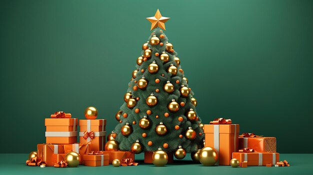 3D-Weihnachtsbaum mit Geschenken mit Kopierplatz