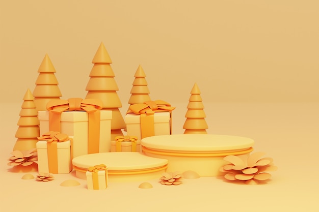 3D-Weihnachtspodium oder Weihnachtsverkaufs-Hintergrund