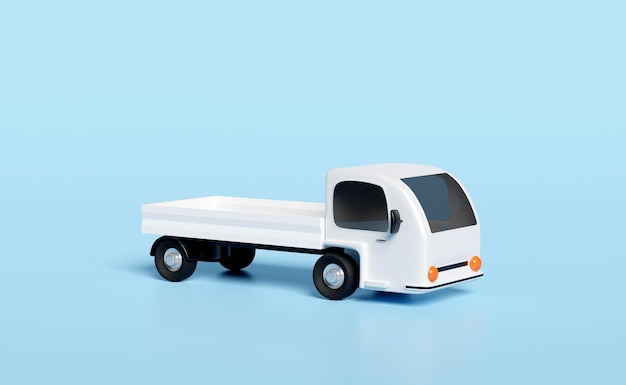 3d-weißes Lieferwagen-Symbol isoliert blauer Hintergrund Geschäftslieferung Expressdienst Transportkonzept 3d-Render-Illustration