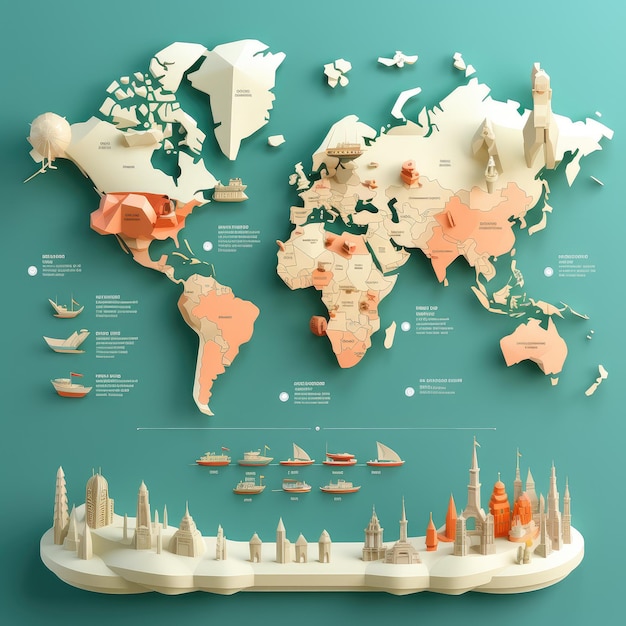 3D-Weltkarte für Infografik