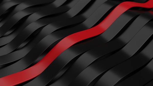 3D-Wiedergabe von abstraktem Schwarz mit rotem geometrischem Hintergrund