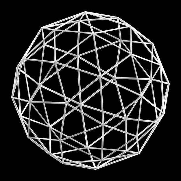 Foto 3d wireframe contorno polígono esfera forma de globo