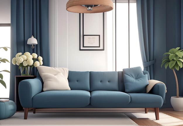 3D-Wohnzimmer Interieur mit Sofa-Illustration