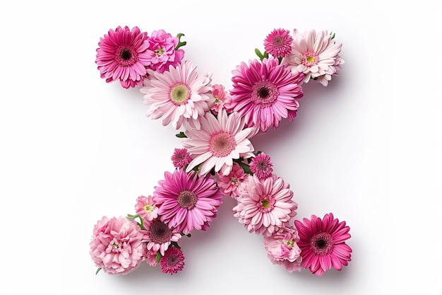 Foto 3d xeranthemum flor letra x em estilo moderno isolado em fundo branco para design