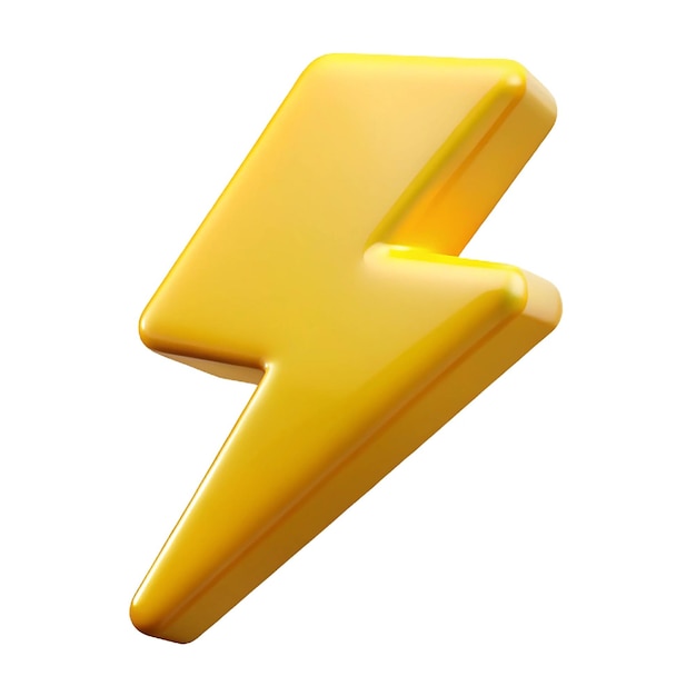 3d yellow lightning bolt icon isolated on white background
