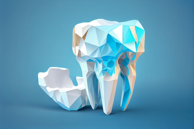 3D-Zahn auf blauem Hintergrund Generative KI