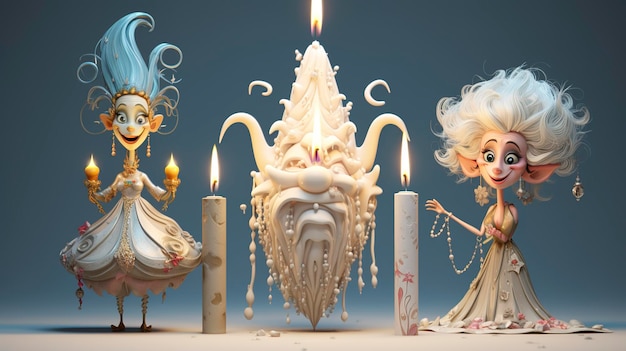 3D-Zeichen mit konischen Kerzen