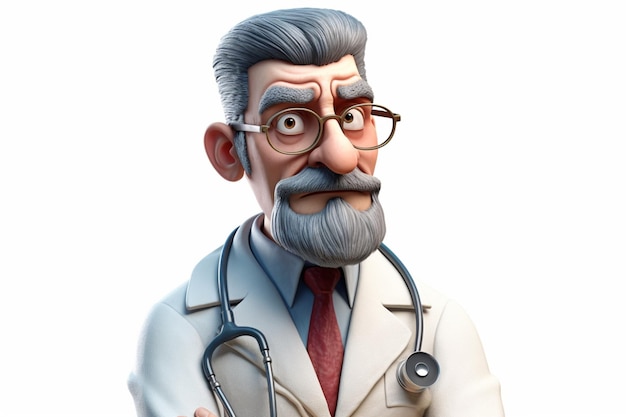 3D-Zeichentrickfigur eines Arztes
